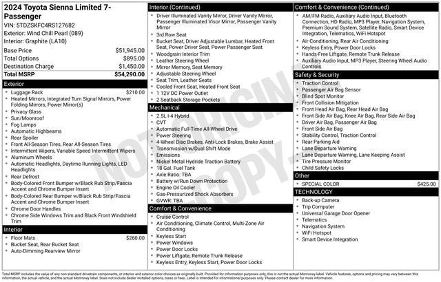 2024 Toyota Sienna Limited AWD 7-Passenger