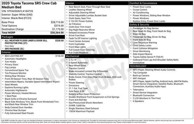 2020 Toyota Tacoma SR5 Double Cab 5' Bed I4 AT