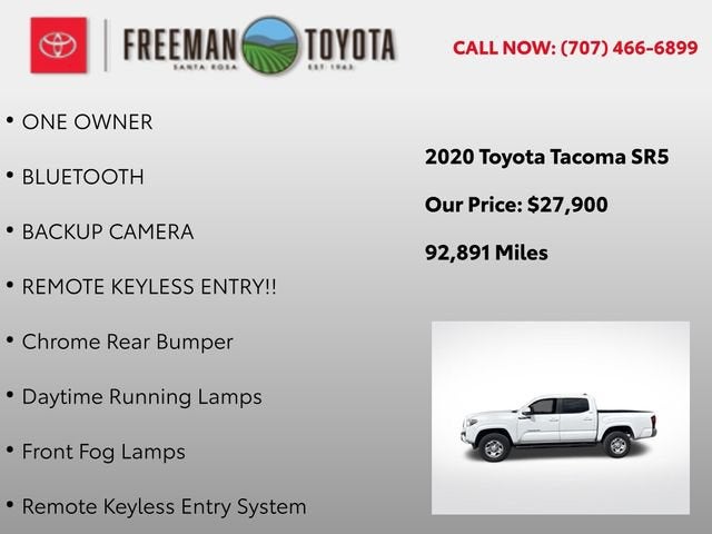 2020 Toyota Tacoma SR5 Double Cab 5' Bed I4 AT