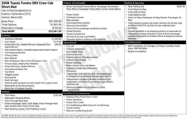 2008 Toyota Tundra CrewMax 5.7L V8 6-Spd AT SR5