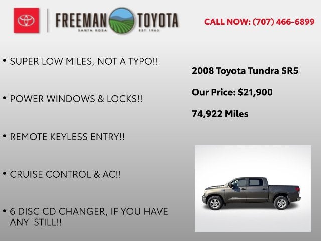 2008 Toyota Tundra CrewMax 5.7L V8 6-Spd AT SR5