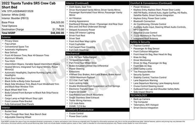 2022 Toyota Tundra SR5 CrewMax 5.5' Bed