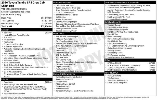 2026 Toyota Tundra SR CrewMax 5.5' Bed