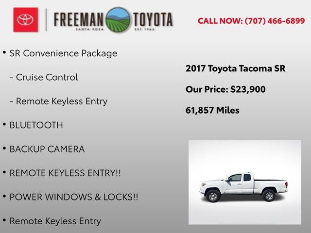 2017 Toyota Tacoma SR Access Cab 6' Bed I4 4x2 AT