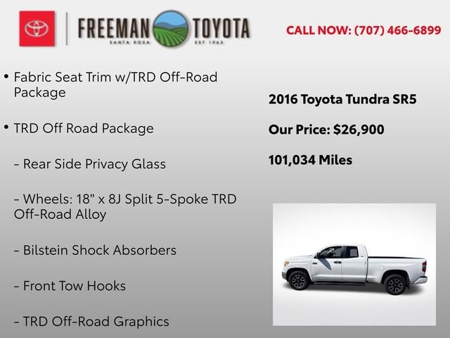 2016 Toyota Tundra Double Cab 5.7L V8 6-Spd AT SR5