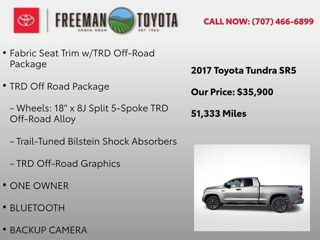 2017 Toyota Tundra SR Double Cab 6.5' Bed 5.7L