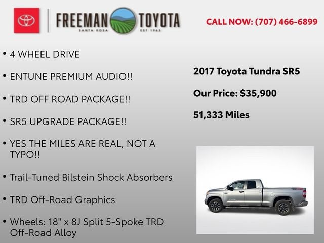2017 Toyota Tundra SR Double Cab 6.5' Bed 5.7L
