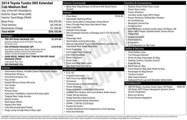 2014 Toyota Tundra Double Cab 5.7L V8 6-Spd AT SR5