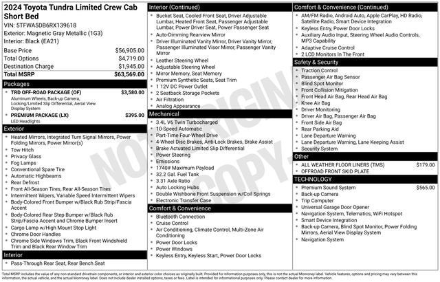 2024 Toyota Tundra Limited CrewMax 5.5' Bed