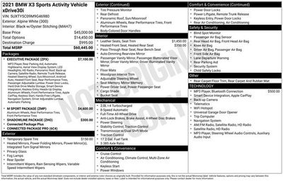 2021 BMW X3 xDrive30i Sports Activity Vehicle