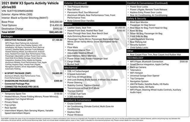 2021 BMW X3 xDrive30i Sports Activity Vehicle