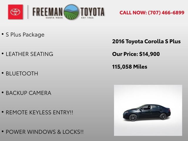 2016 Toyota Corolla 4dr Sdn CVT S Plus