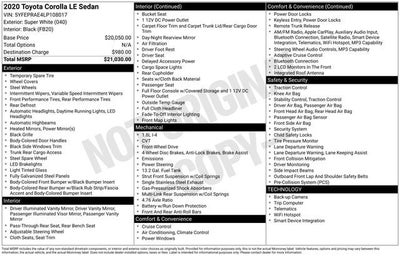 2020 Toyota Corolla LE CVT