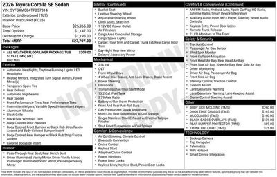 2026 Toyota Corolla SE CVT