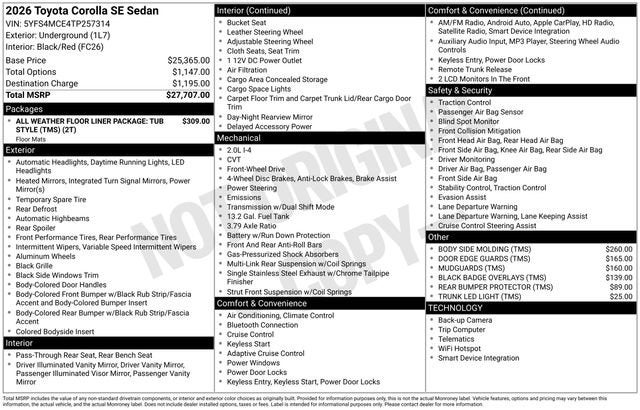 2026 Toyota Corolla SE CVT