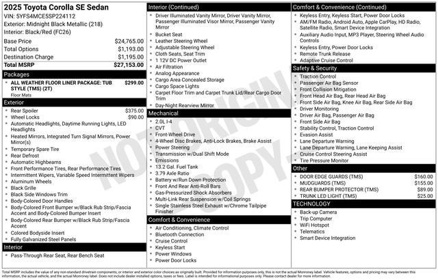 2025 Toyota Corolla SE CVT