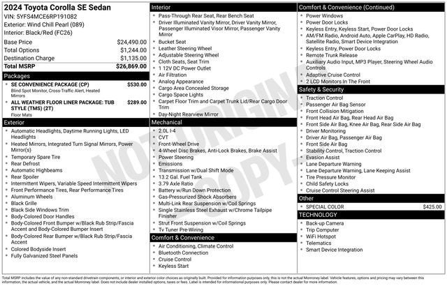 2024 Toyota Corolla SE CVT