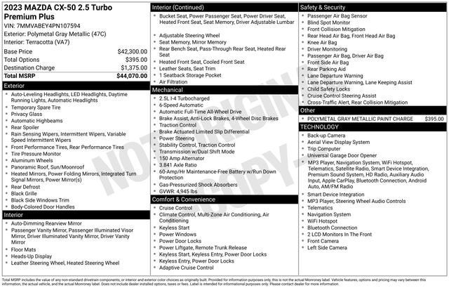 2023 Mazda Mazda CX-50 2.5 Turbo Premium Plus Package AWD