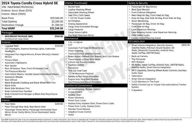 2024 Toyota Corolla Cross Hybrid SE 4WD