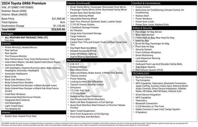 2024 Toyota GR86 Premium Manual