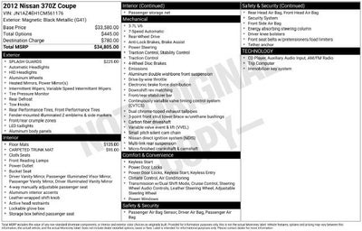 2012 Nissan 370Z 2dr Cpe Auto