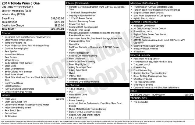 2014 Toyota Prius c 5dr HB One