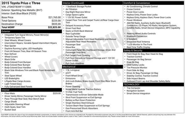 2015 Toyota Prius c 5dr HB One