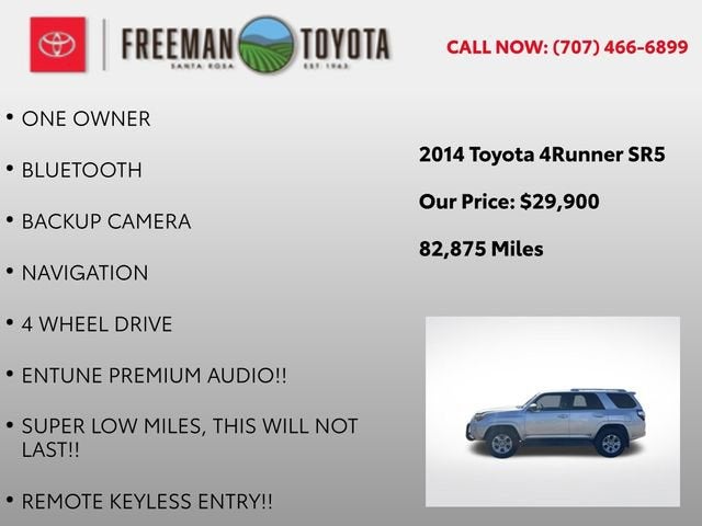 2014 Toyota 4Runner 4WD 4dr V6 SR5