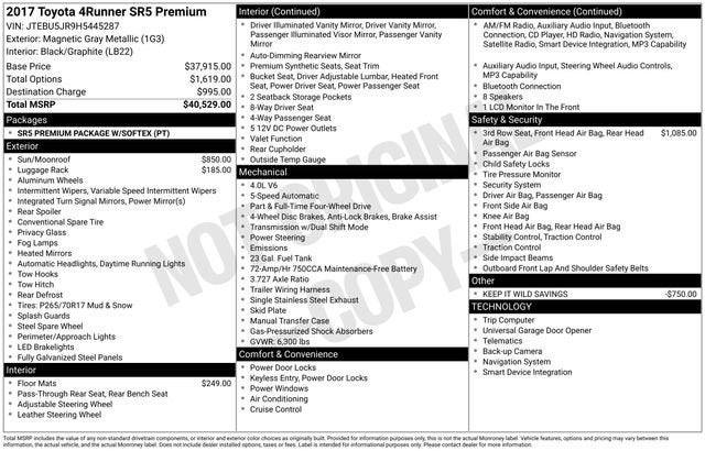 2017 Toyota 4Runner SR5 Premium 4WD