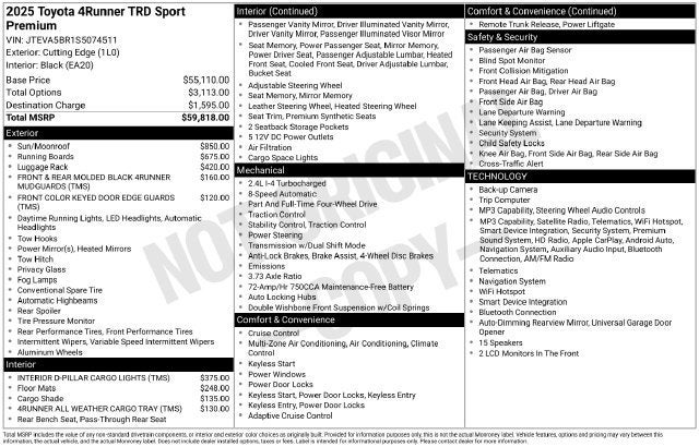 2025 Toyota 4Runner TRD Sport Premium 4WD