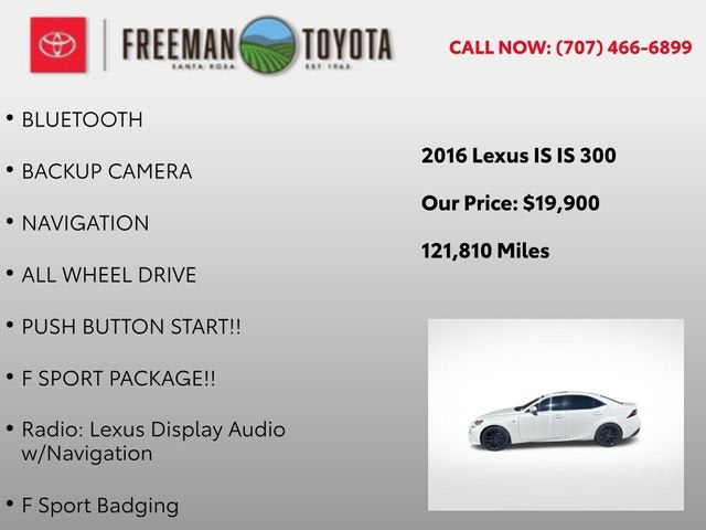 2016 Lexus IS 300 4dr Sdn AWD