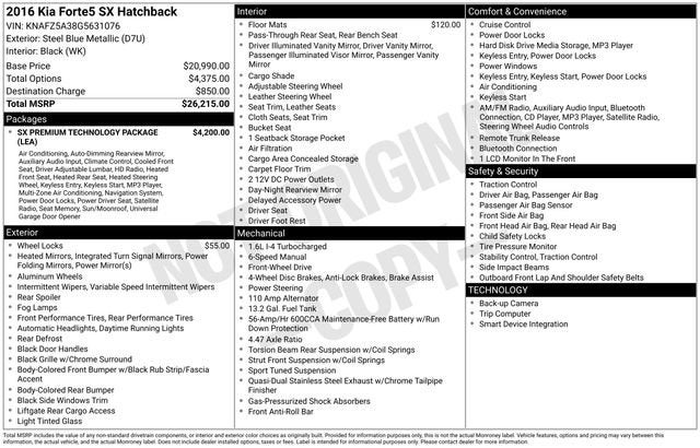 2016 Kia Forte 5-Door 5dr HB Man SX