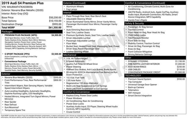2019 Audi S4 Premium Plus 3.0 TFSI quattro