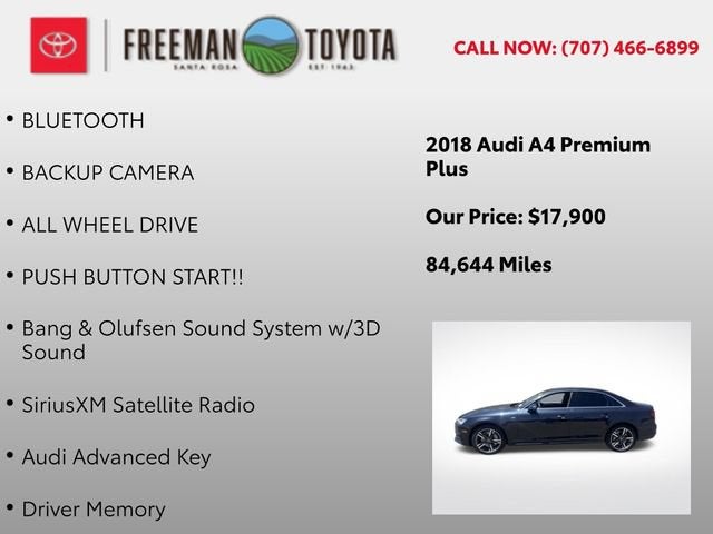 2018 Audi A4 2.0 TFSI Premium Plus S Tronic quattro AWD