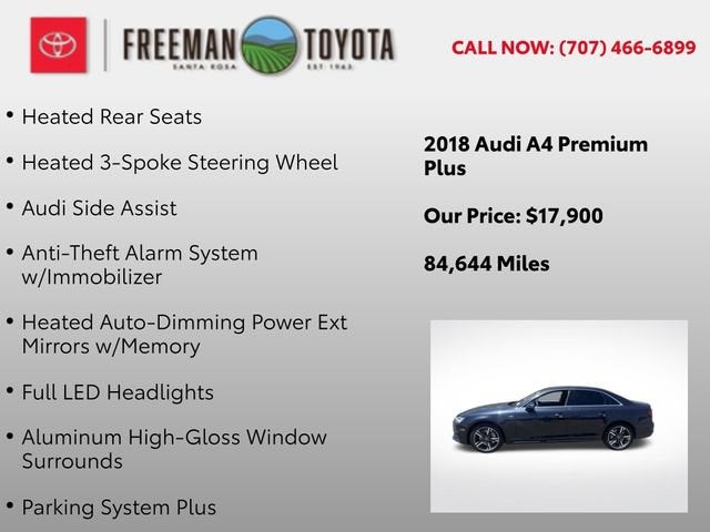 2018 Audi A4 2.0 TFSI Premium Plus S Tronic quattro AWD