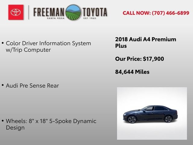 2018 Audi A4 2.0 TFSI Premium Plus S Tronic quattro AWD