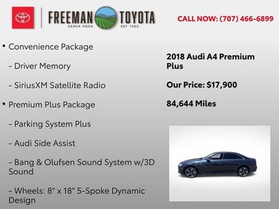 2018 Audi A4 2.0 TFSI Premium Plus S Tronic quattro AWD