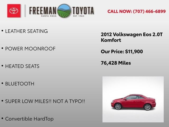 2012 Volkswagen Eos 2dr Conv Komfort SULEV